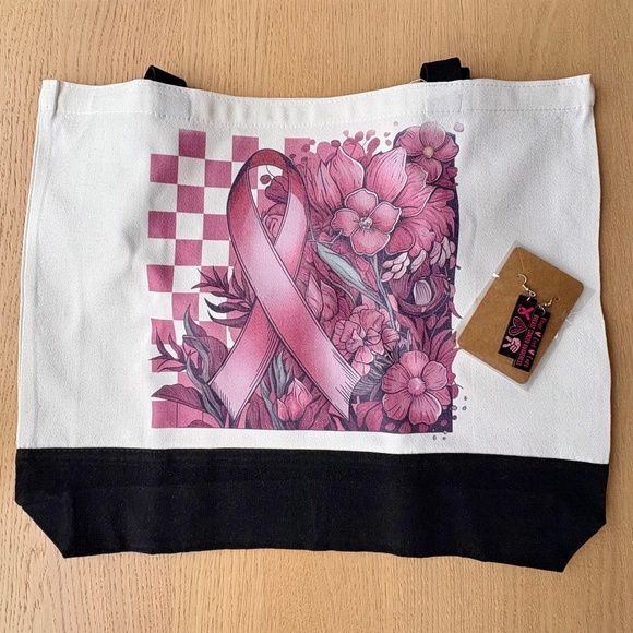 Breast Cancer Handbags - Breast Cancer Awareness Tote Bag- *Free earrings!